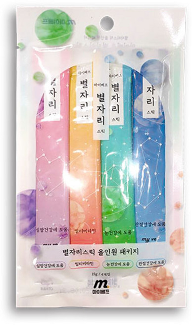 마이베프 강아지 고양이 짜먹는간식 별자리스틱 올인원, 15g, 4개