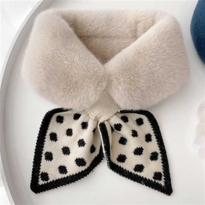 여성 넥워머 니트형 일상 정장 겨울 야외 스포츠 골프 여자 목토시 목도리 땡땡이 5색, 베이지, 1개