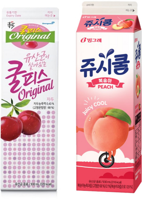 쿨피스+쥬시쿨 930ml 음료모음/쿨피스자두4개+쥬시쿨복숭아4개/냉장무배, 4개
