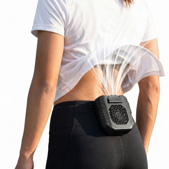 EVENSS 초강력 토네이도 급속 냉각 휴대용 허리선풍기 5000mAH 보조배터리, 매트 블랙 단품 패키지, TF01