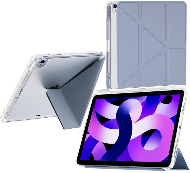 JAMJAKE 스마트 커버 Y형 아이패드 케이스 펜슬 수납 반투명 태블릿PC 보호케이스, 아이패드 미니 7세대/6세대  8.3, 라벤더 그레이, 1개