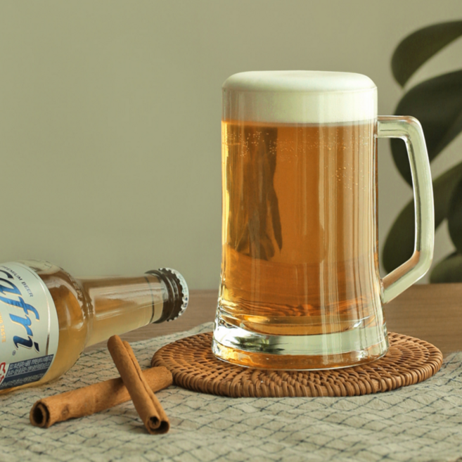 손잡이 생맥주잔 500cc 하이볼 유리잔 혼술맥주컵 대용량 얼음콜라컵, 1개