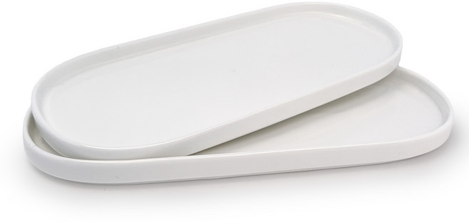 온담도자기 본차이나 타원접시 플레이트, 2개, 화이트