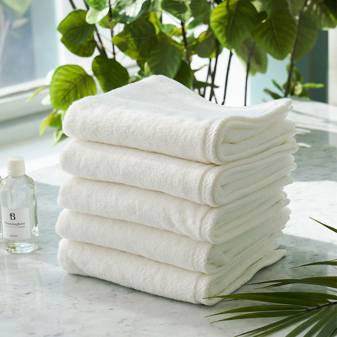 국산 무형광 항균 수건 뱀부 호텔 고급 가정용 타올 잘 닦이는 먼지없는 수건, 5개, 화이트