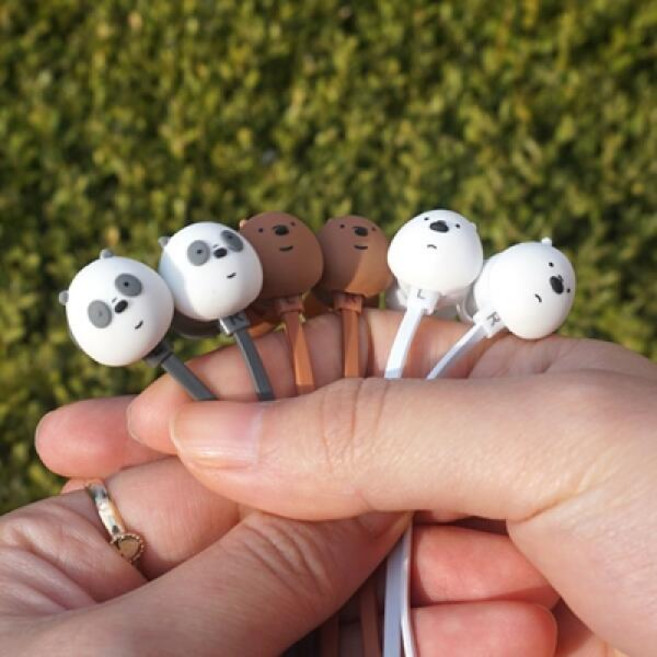 아트박스/디지털벤투스 1+1 위베어베어스 페이스 유선이어폰, 그리즐리/판다