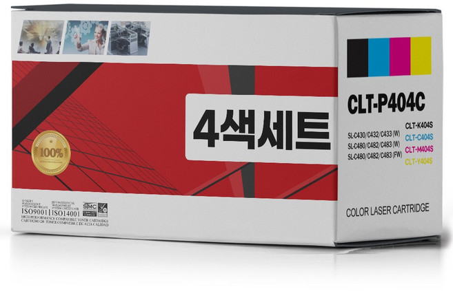4색세트 삼성 CLT-K404S SL-C483W C483FW C433W C433 C432 C430 호환 재생토너, 1세트, 4색