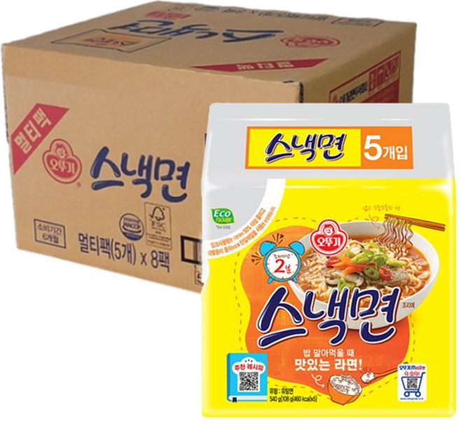 오뚜기 스낵면 108g 40개 한박스 국민라면 식사대용 캠핑