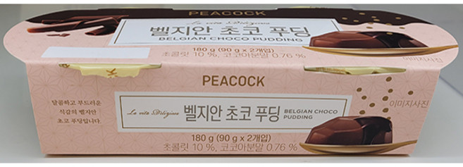 PEACOCK 피코크 벨지안 초코 푸딩 180g (90g X 2개입), 2개, 90g