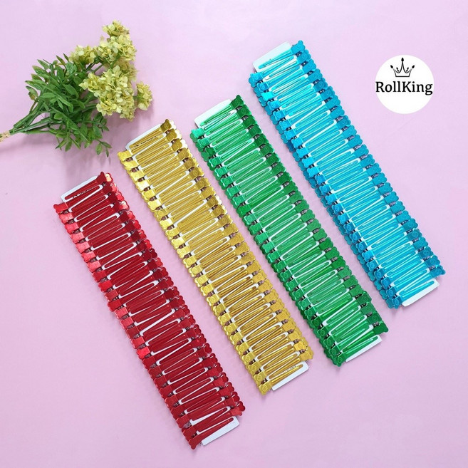 [롤킹] 핀컬핀 헤어고정 미니 핀셋 업스타일 집게핀 50P, 블루, 1개