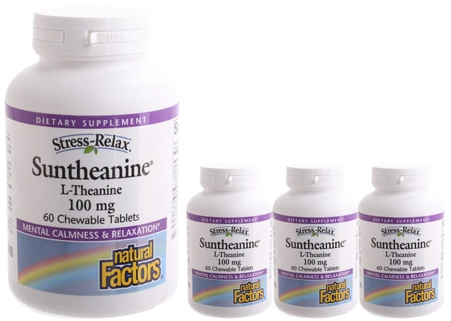 네추럴팩터스 릴랙스 썬테아닌 L-테아닌 100mg 츄어블 타블렛, 60개입, 4개, 60정 - 쿠팡