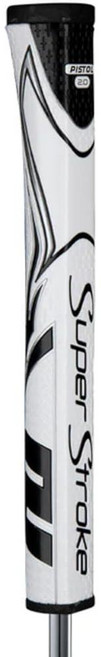 SuperStroke Zenergy 피스톨 2.0 골프 퍼터 그립 테이퍼 없는 향상된 SPYNE 기술 새로운 멀티 존 텍스처링 및 테크 포트 그레이/화이트 169623, White/Black