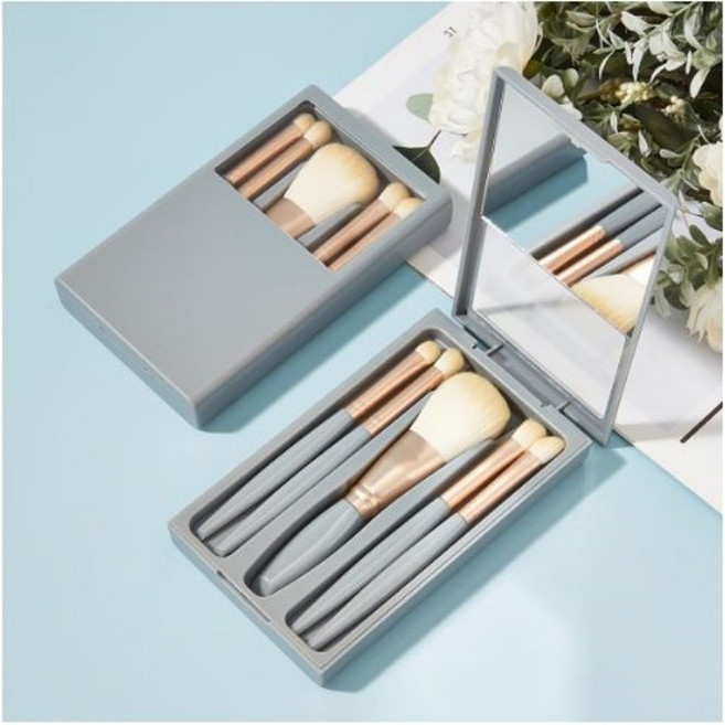늘봄 미니 메이크업 브러쉬 세트, 3개, Gray