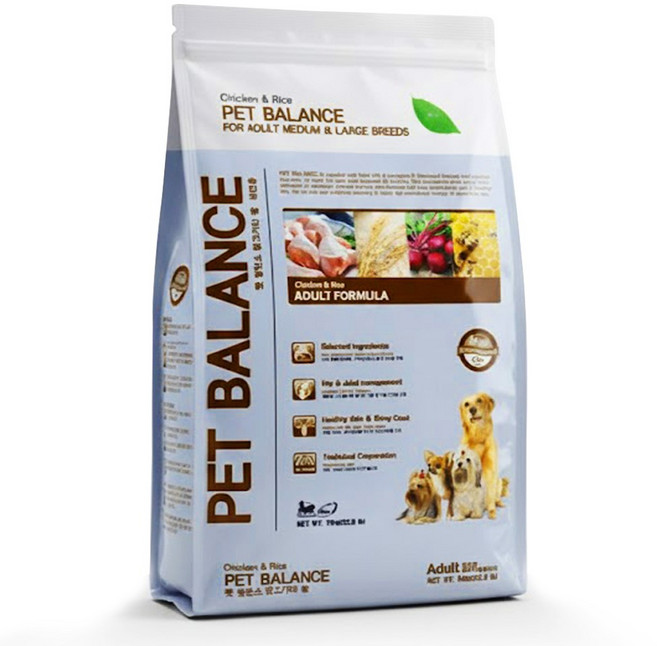 펫발란스 어덜트 미디움 & 라지 브리드 치킨 라이스 반려견 사료, 닭+쌀, 10kg, 1개
