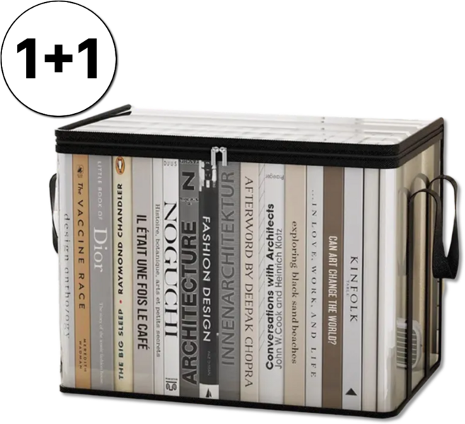 루바르 차곡차곡 책정리함 특대형 세트, 투명블랙, 2개