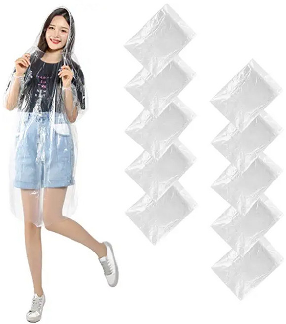 성인용 일회용 우의 우산 우비, 10개, 투명