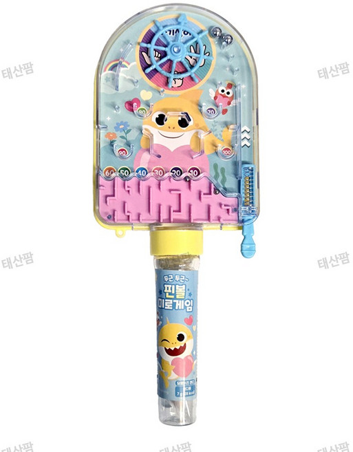 두근두근 아기상어 핀볼 미로게임 1개 (색상선택) / 딸기향 캔디포함 핀볼게임 휴대용 보드게임 아이선물, 핑크퐁 핀볼노랑1개