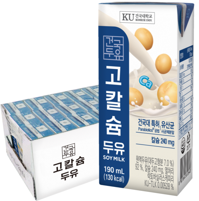 [건국우유] 고칼슘두유 190ml 24팩, 24개