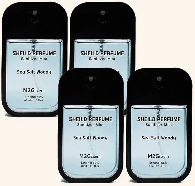 M2G CARE+ 휴대용 손소독제 뿌리는 미니 향수 보습 쉴드퍼퓸 씨솔트우디, 4개, 40ml - 쿠팡