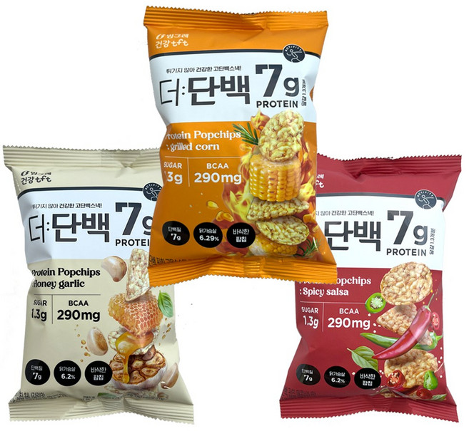 빙그레 더단백 팝칩 혼합 (군옥수수4 매콤살사4 허니갈릭4), 12개, 44g
