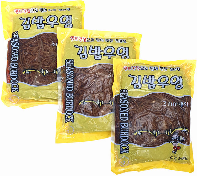 새마원 원효 우엉조림 김밥우엉 3mm 업소용, 1kg, 3개