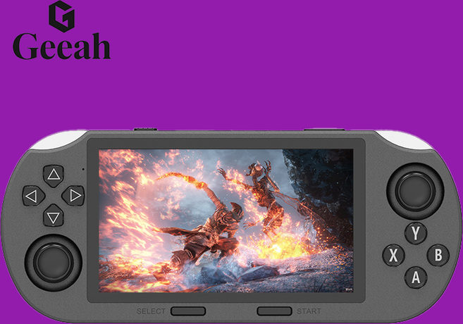 Geeah 게임기 4.5인치 3000mAh 대용량 배터리 IPS 고화질 화면 휴대용 레트로 게임기 20000종 고전게임 한글 인터페이스, 블랙