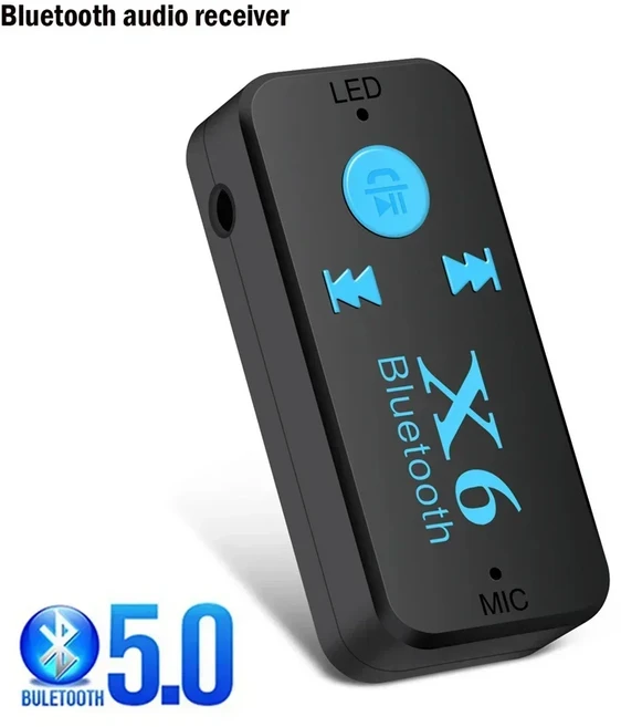 무선 블루투스 5.3 어댑터 송신기 수신기 오디오 음악 헤드폰 자동차 스피커 3.5mm 잭이있는 AUX 오디오 어, 01 X6 receiver