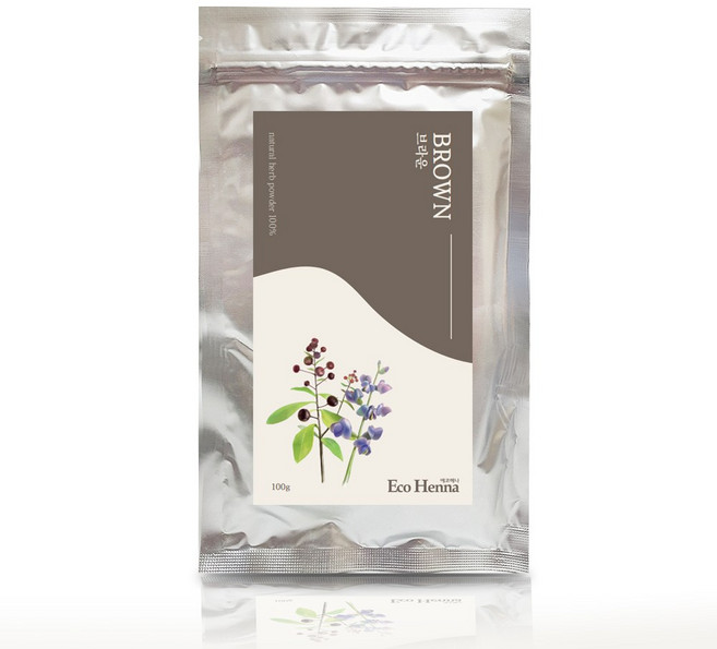 에코헤나 인증받은 천연100% 헤나염색약 가루, 1개, 브라운(갈색)