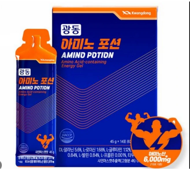 광동 아미노포션 에너지젤 BCAA 아미노산 14포 제로슈가, 1개, 630g - 쿠팡