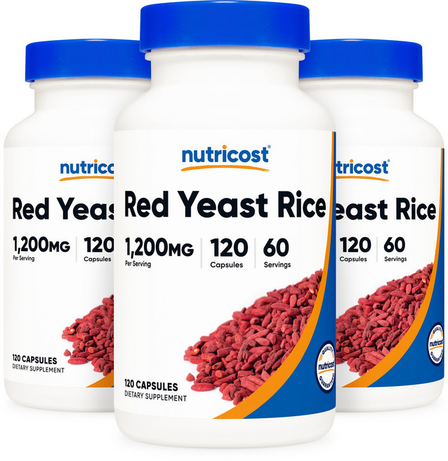 뉴트리코스트 홍국 레드 이스트 라이스 1200mg 120캡슐, 3개, 120정