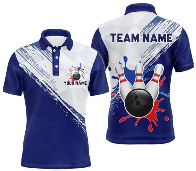 볼링 그래픽 셔츠 반팔 티셔츠 라펠 단추 스포츠 티 프린트 여름 트렌드, 1개, 7. Polo-ZFA37735 / H. 3XL
