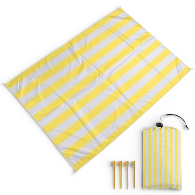 샵리빙 피크닉매트 스트라이프 방수 초경량 돗자리, 옐로우
