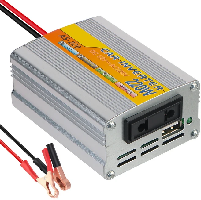 가정용 인버터 DC 12V to AC 220V 변환기 전원 소켓 스위치 포함 USB 충전기 보관 셀 차량용 220W, [01] 1pc