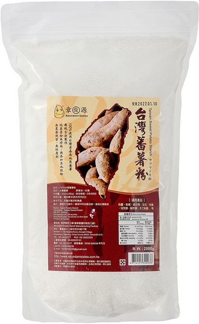 章俊源 Abundant States 台灣蕃薯粉, 2kg, 1個