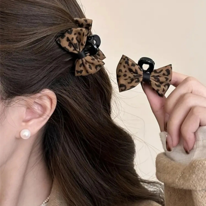 공주마마 호피리본미니집게핀(2개한세트)