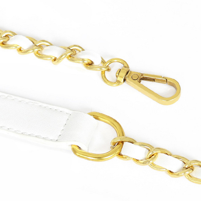 어깨 가죽 체인스트랩 가방스트랩 숄더 크로스 가방끈 리폼 100cm, 어깨가죽체인 스트랩(100cm), 골드화이트, 골드화이트