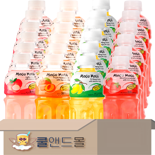 [쿨앤드몰] 모구모구 4종 리치+복숭아+망고+딸기, 320ml, 24개