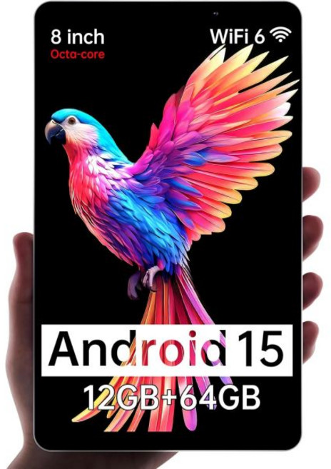 하오브엠 M8 안드로이드 14 태블릿 8인치 8코어 CPU 12GB64GB 2TB 확장 가능 HD IPS 디스플레이 와이드바인 L1 와이파이 6 블루투스 5.4, Gray