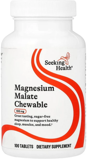 Seeking Health Magnesium Malate Chewable 씨킹 헬스 마그네슘 말레이트 츄어블 100mg 100타블렛, 1개, 100정 - 쿠팡