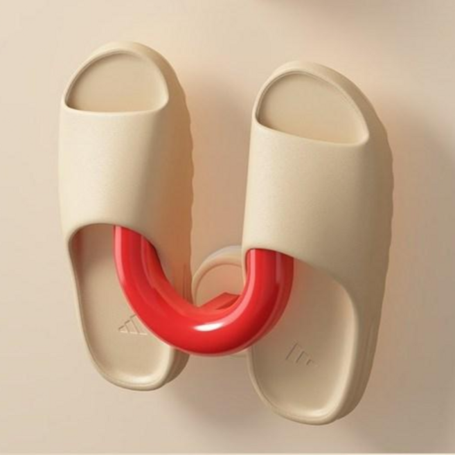 방수 신발걸이 신발 운동화 건조대 접이식 흡착식 빨래건조대 신발걸이 접착식 벽걸이 슬리퍼 거치대 후크 슬리퍼거치대 욕실 슬리퍼 거치대 거실 슬리퍼 거치대 실내 슬리퍼 거치, 1개, 빨간색