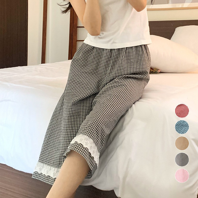 MARIQUE 국산 레이스 잠옷 7부 파자마 바지 5컬러