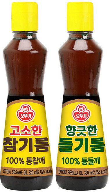 오뚜기 고소한참기름(병) 320ml + 향긋한들기름 320ml, 1세트, 640ml