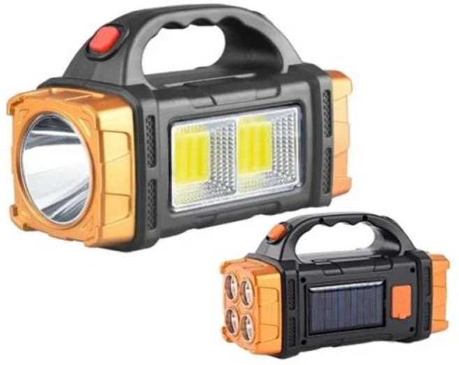 고출력 LED 손전등 캠핑 토치 작업등 태양열 충전 4 기어 USB 충전식 조명 야외용 방수 조명, [02] 2cob golden, 1개