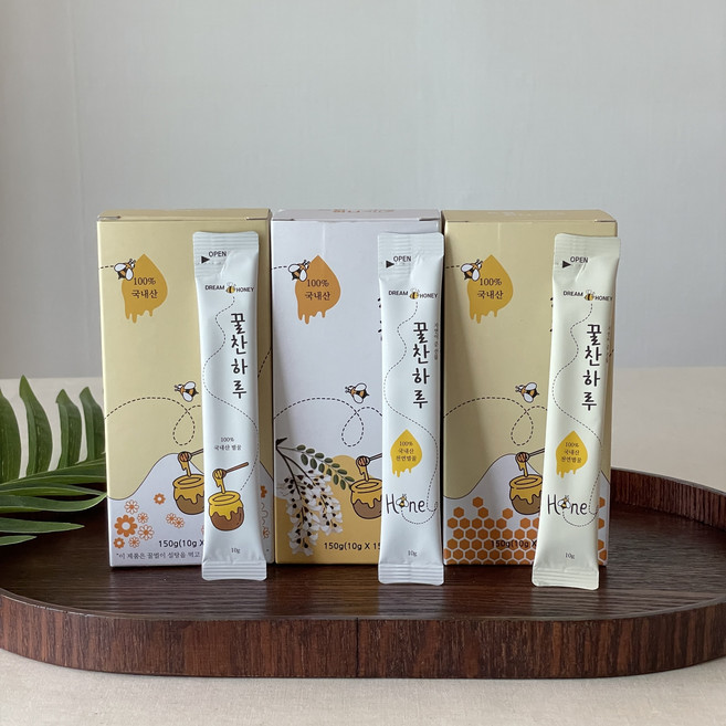 (산지직송)드림허니 "꿀찬하루" 벌꿀 10g 15포 세트 천연스틱 꿀스틱 간편스틱, 15개, 10ml, 아카시아스틱