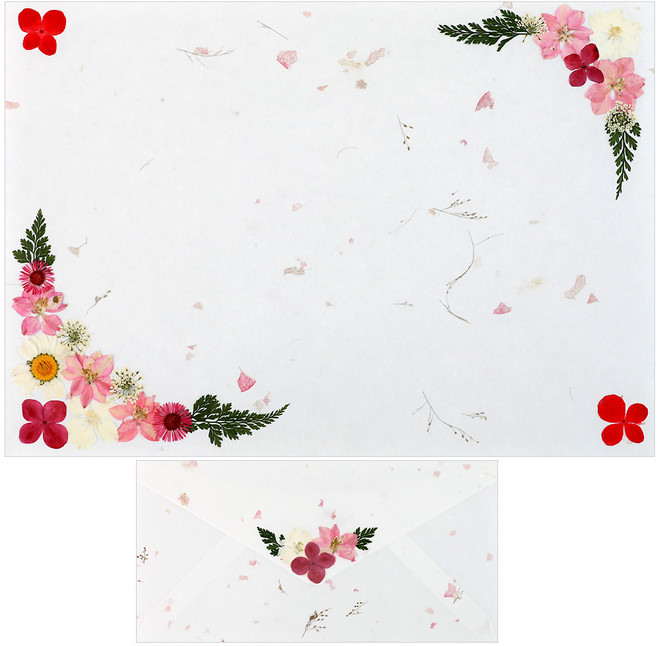 꽃심 예단편지 압화편지 압화예단편지 완제품 편지지세트, 3. 완제품-락스퍼핑크