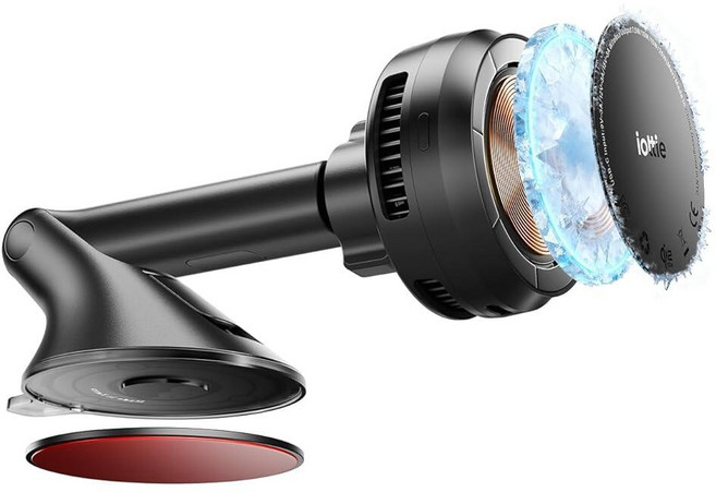 IOttie Velox Pro Qi2.2 25W 고속 충전 마그네틱 무선 자동차 충전기 대시 및 윈드실드 마운트 내장 팬 냉각 아이폰 12/13/14/15/16/17용
