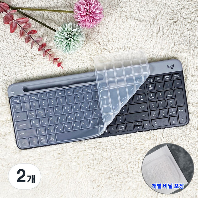 미스터킴 로지텍 호환 K580 K470 MK470 전용 키스킨 실리콘 키보드덮개 커버, 투명, 2개