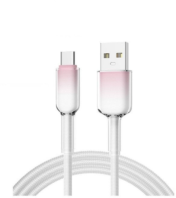 DEMIR 快充線 65W手機充電線 傳輸線 Type-C USB PD快充線 iPhone充電線, 雪白粉,USB-TypeC(適用15/16)1米, 1個, 1m