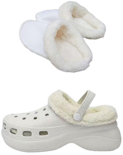 크록스 호환 털안감 슬리퍼 내피 탈부착, 1세트, 화이트