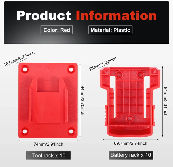 밀워키 M18 벽걸이용 배터리 홀더 및 공구 20개 나사 포함 드릴 보관 선반, 01 20pcs