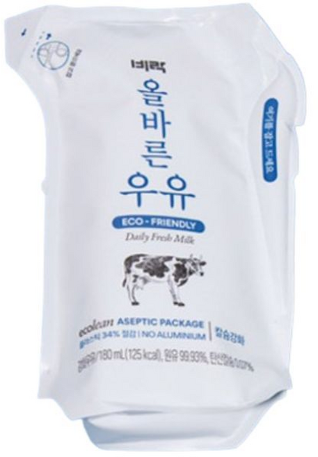 비락 올바른 우유 멸균 우유, 비락 올바른 우유 멸균 180ml 24팩